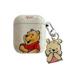 Apple AirPods 1 2 1. 2. Nesil Model Sarı Winnie The Pooh Bear Laugh Sevimli Sevimli Sevimli Kawaii Kız Çocuk Erkek Çocuk için Tılsım ve Anahtarlık ile Yumuşak TPU Kılıf