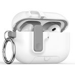 Apple Airpods Pro 3. Nesil ile uyumlu Kılıf Standlı Kilitli TPU Premium Matte Trip Case Beyaz