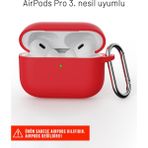 Apple Airpods Pro 3. Nesil Uyumlu Cihazınızı Darbelere Karşı Koruyan Silikon Kılıf - Kırmızı