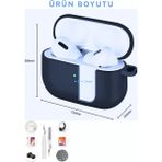 apple Airpods Pro/pro2 Kılıf Kapak Temizleme Kalemi ile Tam Koruyucu Silikon Kılıf , Ön LED Görünür - Pro 2 - Lacivert