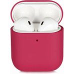 Apple Airpods Uyumlu Kılıf Zore Silk Silikon Pembe Koyu