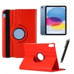 Apple iPad 10. Nesil / iPad A16 Uyumlu 10,9 Inç Tablet Kılıfı Cam Kalem Set - Kırmızı