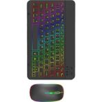 Apple iPad Air 4 4. Nesil 10.9" Uyumlu Kablosuz Bluetooth Şarjlı Rgp 7 Renk Işıklı Klavye Mouse Seti - Siyah