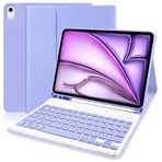 Apple İpad Air 7.Nesil 11inç 2025 M3 Çipli ile Uyumlu Bluetooth Türkçe Q Klavyeli Kılıfı (Lila)