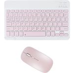 Apple iPad Air - iPad 5 9.7" Uyumlu Kablosuz Bluetooth Şarj Edilebilir Klavye Mouse Seti - Pembe