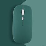 Apple İpad İle Uyumlu Şarj Edilebilir Sessiz Mouse Bluetooth + 2.4Hz Wifi Kablosuz Mouse Fare Haki