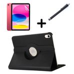 Apple iPad Mini 1 Mini 2 Mini 3 ile uyumlu Kılıf Dönen Tablet Kilifi Ekran Koruyucu+Kalem Siyah