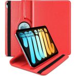 Apple iPad Mini 7 A17 Pro (A2993-A2995) Uyumlu Dönebilen Pu Deri Standlı Tablet Kılıfı - Kırmızı