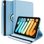Apple iPad Mini 7 A17 Pro (A2993-A2995) Uyumlu Dönebilen Pu Deri Standlı Tablet Kılıfı - Mavi