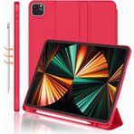 Apple iPad Pro 11 3. Nesil 4. Nesil ile uyumlu Kılıf Kalem Bölmeli Smart Case 2020-2023 Kırmızı