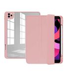 Apple iPad Pro 11 3. Nesil ile uyumlu Kılıf Kalem Bölmeli Şeffaf Case A2377 A2459 A2301 A2460 Pembe