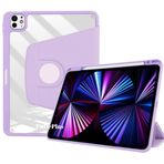 Apple iPad Pro 12.9 4. 3. Nesil ile uyumlu Kılıf Termik Kalem Bölmeli Dönebilen Standlı Case A2229-32-33 A20-69 A1895-76 A1983 Lila