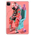 Apple iPad Pro 12.9" 4. Nesil ile Uyumlu Desenli Silikon Kılıf, Retro Astronot, UV Baskılı avonm-v-cvr458516