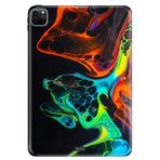 Apple iPad Pro 12.9" 4. Nesil ile Uyumlu Desenli Silikon Kılıf, UV Baskılı, Boyaların Dansı, Çok Renkli avonm-v-cvr458379
