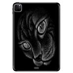 Apple iPad Pro 12.9" 4. Nesil ile Uyumlu Desenli Silikon Kılıf, UV Baskılı, Siyah Kedi avonm-v-cvr458526