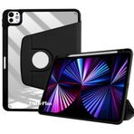 Apple iPad Pro 12.9 6. 5. Nesil ile uyumlu Kılıf Termik Kalem Bölmeli Dönebilen Standlı Case Smart A2436-37-61-62 A2764-66 A2378-79 Siyah