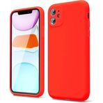 Apple iPhone 11 Kılıf 6.1 ile Uyumlu, Uruchi İnce Sıvı Silikon 3 Katmanlı Tam Kaplamalı Yumuşak Jel Kauçuk Kılıf Kapak 6.1 inç, Scarlet Kırmızısı