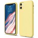 Apple iPhone 11 Kılıf 6.1 ile Uyumlu, Uruchi İnce Sıvı Silikon 3 Katmanlı Tam Kaplamalı Yumuşak Jel Kauçuk Kılıf Kapak, (Sarı, 6.1 inç)