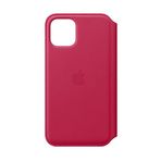Apple iPhone 11 Pro için Deri Folyo Kılıf - Ahududu