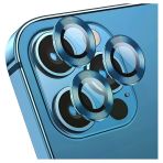 Apple iPhone 11 Pro Kamera Koruyucu Lens Mercek Metal Çerçeveli 3lü Set Mavi Blue