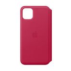 Apple iPhone 11 Pro Max için Deri Folyo Kılıf - Ahududu