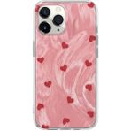 Apple iPhone 11 Pro Max Uyumlu Kılıf Zebana Pink Heart Silikon Kılıf Kırmızı