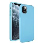 Apple Iphone 11 Uyumlu (6.1") içi Kadife Lansman Liquid Silicone kılıf Şok Emici Full Kasa Koruma Sağlayan Kılıf (Açık Mavi)