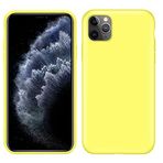 Apple Iphone 11 Uyumlu (6.1") içi Kadife Lansman Liquid Silicone kılıf Şok Emici Full Kasa Koruma Sağlayan Kılıf (Sarı)