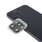 Apple iPhone 12 Pro Full ile uyumlu Taşlı Kamera Lens Koruyucu Çerçeveli Koruyucu CL-08 Koyu Yeşil