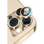 Apple iPhone 12 Pro Max ile Uyumlu Alüminyum Alaşım Temperli Cam Kamera Lens Koruyucu - Gold