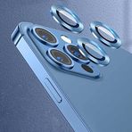Apple iPhone 12 Pro Max ile uyumlu Kamera Lens Koruyucu Çerçeveli Koruyucu CL-07 Mavi