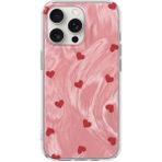 Apple iPhone 12 Pro Max Uyumlu Kılıf Zebana Pink Heart Silikon Kılıf Kırmızı