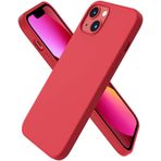Apple iPhone 13 Kılıf 6.1 ile Uyumlu, Uruchi İnce Sıvı Silikon 3 Katmanlı Tam Kaplamalı Yumuşak Jel Kauçuk Kılıf Kapak (Kırmızı, 6.1 inç)