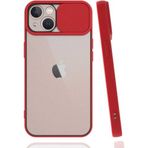 Apple Iphone 13 Kılıf Sürgülü Kamera Korumalı Lensi Kapak Kırmızı SE1637