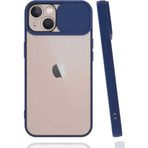 Apple Iphone 13 Kılıf Sürgülü Kamera Korumalı Lensi Kapak Lacivert SE1641