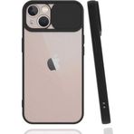 Apple Iphone 13 Kılıf Sürgülü Kamera Korumalı Lensi Kapak Siyah SE1639