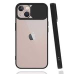 Apple iPhone 13 Mini ile uyumlu Kılıf Slayt Sürgülü Arkası Buzlu Lensi Kapak - Siyah