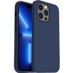 Apple iPhone 13 Pro Max Kılıf 6.7 ile Uyumlu, Uruchi İnce Sıvı Silikon 3 Katmanlı Tam Kaplamalı Yumuşak Jel Kauçuk Kılıf Kapak, Lacivert