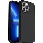 Apple iPhone 13 Pro Max Kılıf 6.7 ile Uyumlu, Uruchi İnce Sıvı Silikon 3 Katmanlı Tam Kaplamalı Yumuşak Jel Kauçuk Kılıf Kapak, Siyah