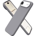 Apple iPhone 13/14 Kılıf 6.1 ile Uyumlu, Uruchi İnce Sıvı Silikon 3 Katmanlı Tam Kaplamalı Yumuşak Jel Kauçuk Kılıf Kapak, Gri