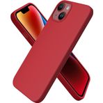 Apple iPhone 14 Kılıf 6.1 ile Uyumlu, Uruchi İnce Sıvı Silikon 3 Katmanlı Tam Kaplamalı Yumuşak Jel Kauçuk Kılıf Kapak, Kırmızı