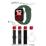 Apple İphone 14 Plus Uyumlu Haki Akıllı Saat Watch 10 Mini Kordon Hediyeli Amoled Ekran 41Mm