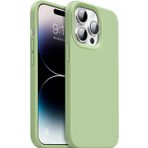 Apple iPhone 14 Pro Kılıf 6.1 ile Uyumlu, Uruchi İnce Sıvı Silikon 3 Katmanlı Tam Kaplamalı Yumuşak Jel Kauçuk Kılıf Kapak, Açık Yeşil