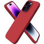 Apple iPhone 14 Pro Kılıf 6.1 ile Uyumlu, Uruchi İnce Sıvı Silikon 3 Katmanlı Tam Kaplamalı Yumuşak Jel Kauçuk Kılıf Kapak, (Kırmızı, 6.1 inç)