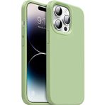 Apple iPhone 14 Pro Max Kılıf 6.7 ile Uyumlu, Uruchi İnce Sıvı Silikon 3 Katmanlı Tam Kaplamalı Yumuşak Jel Kauçuk Kılıf Kapak, Açık Yeşil