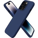 Apple iPhone 14 Pro Max Kılıf 6.7 ile Uyumlu, Uruchi İnce Sıvı Silikon 3 Katmanlı Tam Kaplamalı Yumuşak Jel Kauçuk Kılıf Kapak, Lacivert