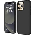 Apple iPhone 14 Pro Max Kılıf 6.7 ile Uyumlu, Uruchi İnce Sıvı Silikon 3 Katmanlı Tam Kaplamalı Yumuşak Jel Kauçuk Kılıf Kapak, Siyah