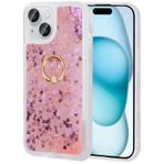 Apple İphone 15 Kılıf Sıvılı Simli Pullu Yüzüklü Standlı Lüx Silikon