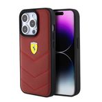 Apple iPhone 15 Pro Kılıf Ferrari Orjinal Lisanslı Deri Dikişli Arka Yüzey Metal Logo Tasarımlı Kapa