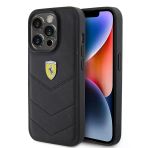 Apple İphone 15 Pro Kılıf Ferrari Orjinal Lisanslı Deri Dikişli Arka Yüzey Metal Logo Tasarımlı Kapak